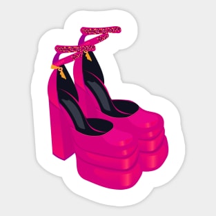 Pink square toe heels Sticker